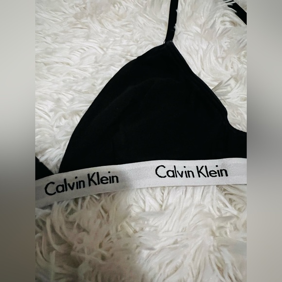 Calvin Klein Bralette - Triangle - Cotton - Black / White - Adjustable - SZ S - Picture 5 of 7